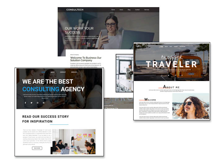 website hosting templates themes